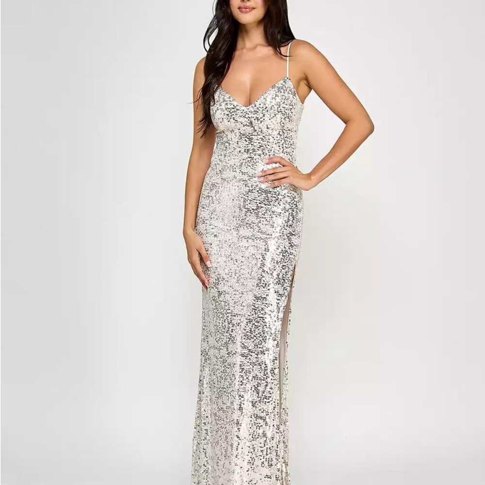 Emerald Sundae Silver Sequin Maxi Dress